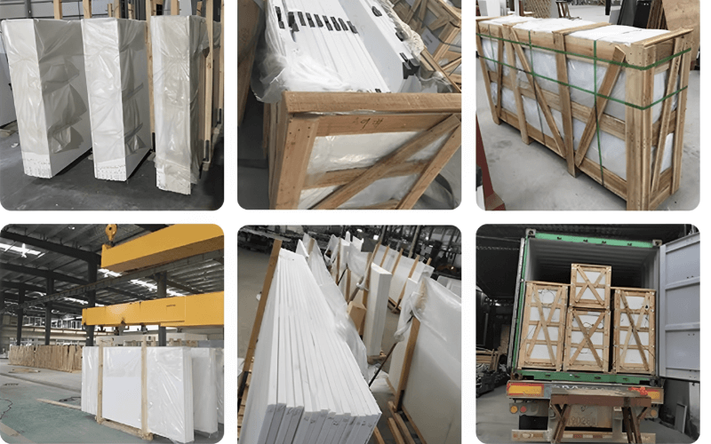 Finished stone packed in reinforced wooden crates